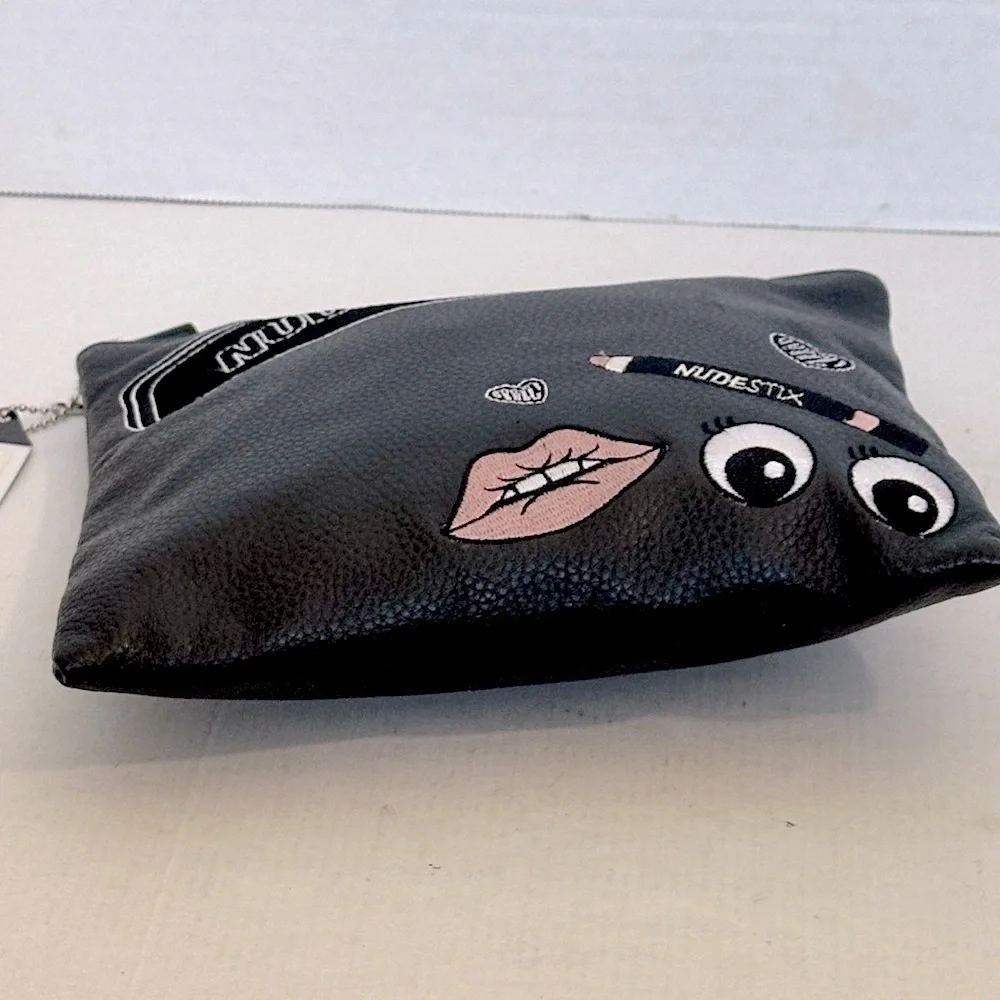 NUDESTIX Black Makeup Bag with Fun Graphics NWT